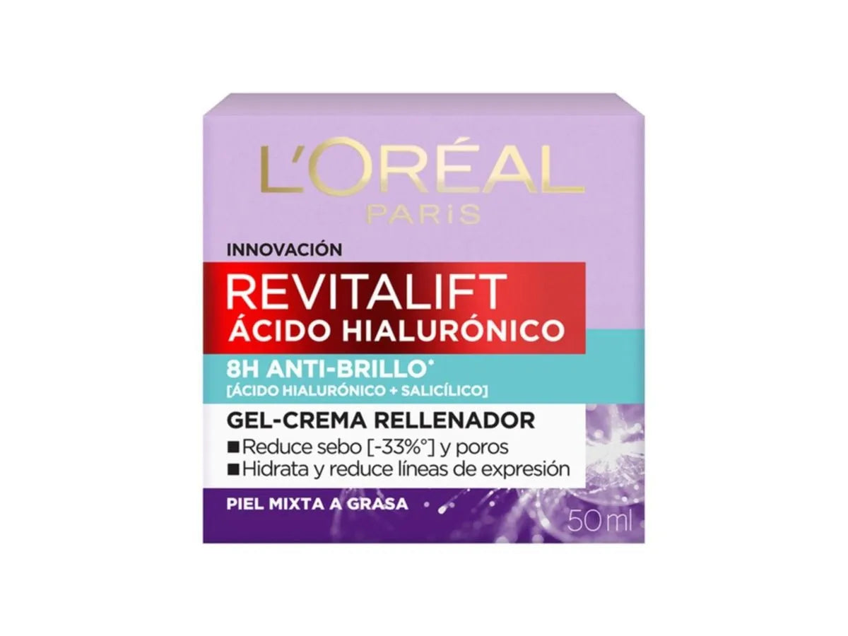 Gel Crema Anti Brillo L'Oréal Revitalift Ácido Hialurónico 50 ml