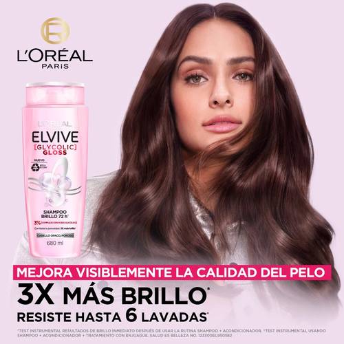 Elvive Glycolic Gloss Shampoo 680ml – Brillo Extremo con Ácido Glicólico