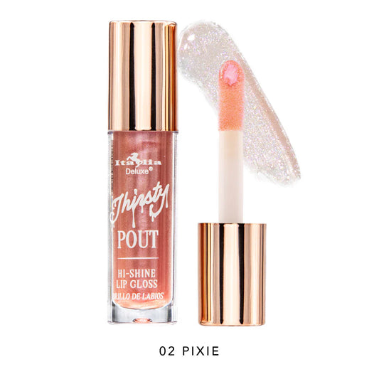 Italia Delux Thirsty Pout Hi-Shine – Brillo Labial Hidratante con Aroma a Cacao