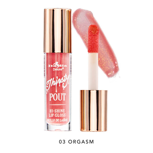 Italia Delux Thirsty Pout Hi-Shine – Brillo Labial Hidratante con Aroma a Cacao
