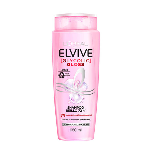 Elvive Glycolic Gloss Shampoo 680ml – Brillo Extremo con Ácido Glicólico