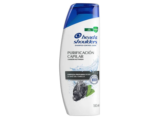 Shampoo Head & Shoulders Carbón Activado – Purificación Capilar Anticaspa 180 ml