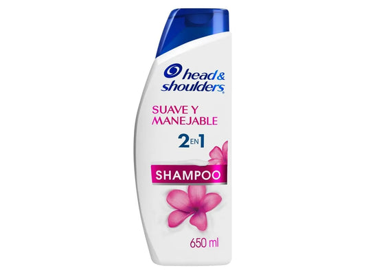 Shampoo Head & Shoulders 2 en 1 Suave y Manejable – Anticaspa 650 ml
