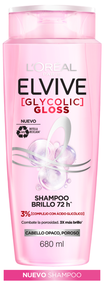 Elvive Glycolic Gloss Shampoo 680ml – Brillo Extremo con Ácido Glicólico