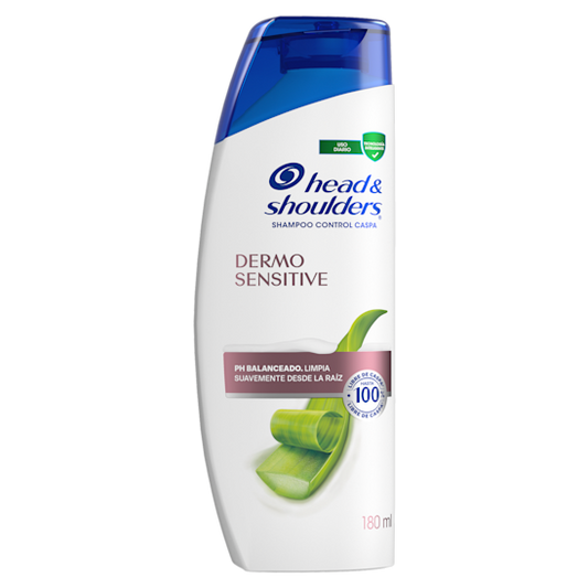 Shampoo Head & Shoulders Dermo Sensitive con Sábila – Cuidado Suave Anticaspa 180 ml